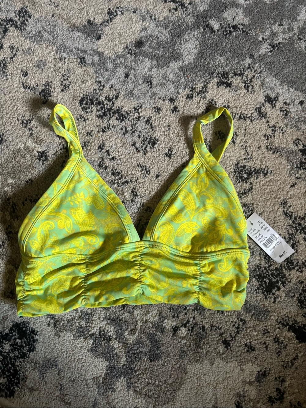 PacSun Neon Yellow-Green Paisley Triangle Bikini Top